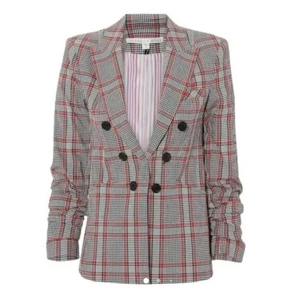 NWT VERONICA BEARD Caldwell Dickey Jacket Size 6 Red/Gray - Picture 9 of 16
